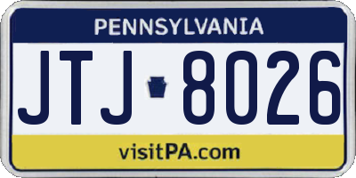 PA license plate JTJ8026