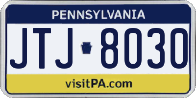 PA license plate JTJ8030