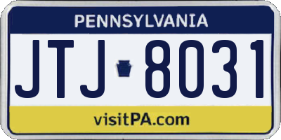 PA license plate JTJ8031