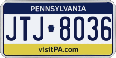 PA license plate JTJ8036