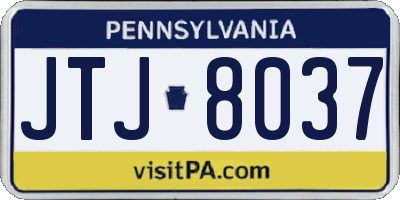 PA license plate JTJ8037
