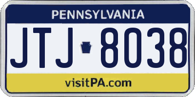PA license plate JTJ8038