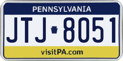 PA license plate JTJ8051