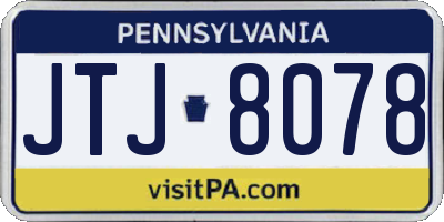 PA license plate JTJ8078