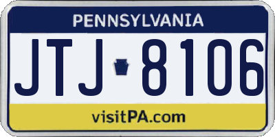PA license plate JTJ8106