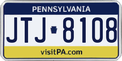 PA license plate JTJ8108