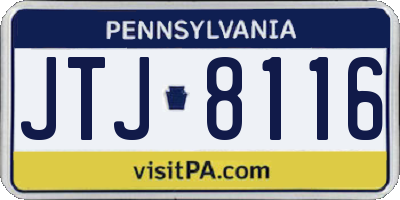 PA license plate JTJ8116