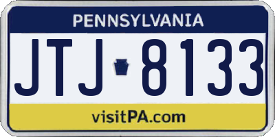 PA license plate JTJ8133