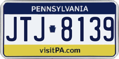 PA license plate JTJ8139