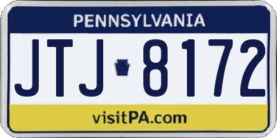 PA license plate JTJ8172