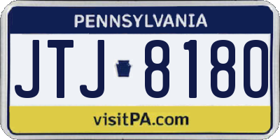PA license plate JTJ8180