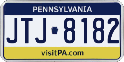 PA license plate JTJ8182