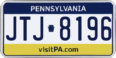 PA license plate JTJ8196