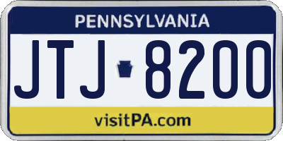 PA license plate JTJ8200