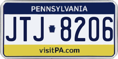 PA license plate JTJ8206
