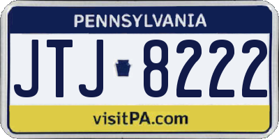 PA license plate JTJ8222