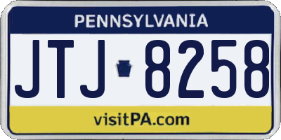 PA license plate JTJ8258