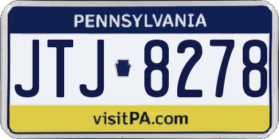 PA license plate JTJ8278