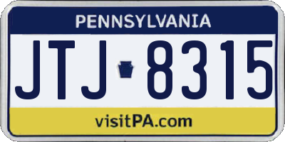 PA license plate JTJ8315