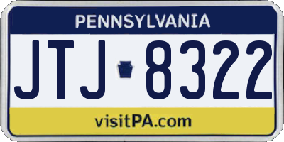 PA license plate JTJ8322