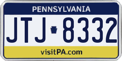 PA license plate JTJ8332