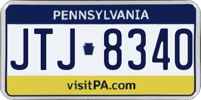 PA license plate JTJ8340