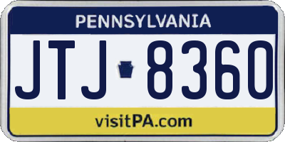 PA license plate JTJ8360
