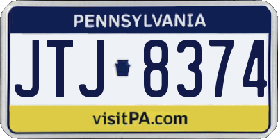 PA license plate JTJ8374