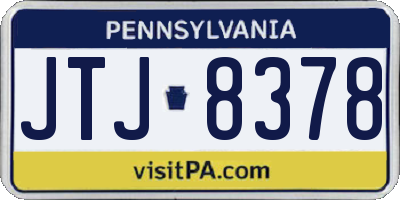 PA license plate JTJ8378