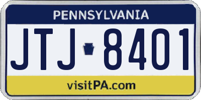 PA license plate JTJ8401