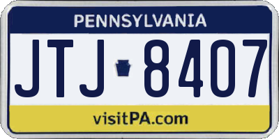 PA license plate JTJ8407