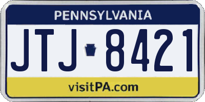 PA license plate JTJ8421