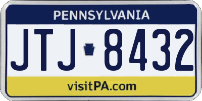 PA license plate JTJ8432