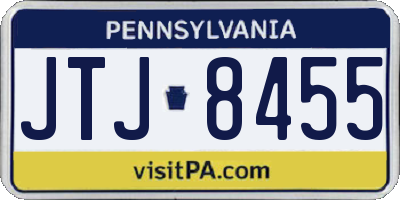 PA license plate JTJ8455