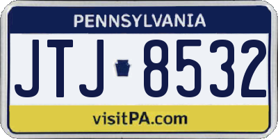 PA license plate JTJ8532