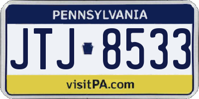 PA license plate JTJ8533