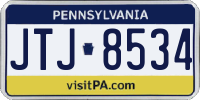 PA license plate JTJ8534