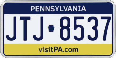 PA license plate JTJ8537