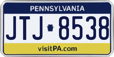 PA license plate JTJ8538