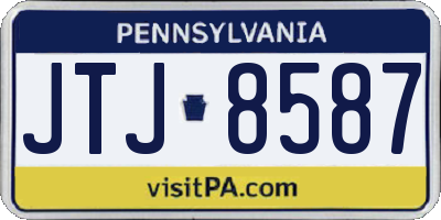 PA license plate JTJ8587