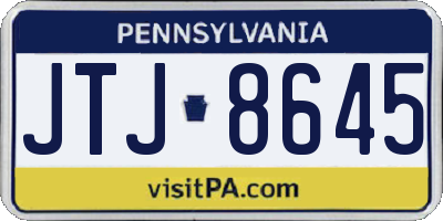 PA license plate JTJ8645