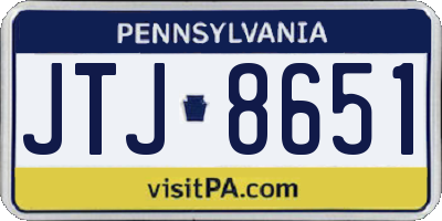 PA license plate JTJ8651