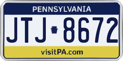 PA license plate JTJ8672
