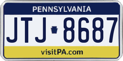 PA license plate JTJ8687