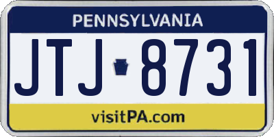 PA license plate JTJ8731