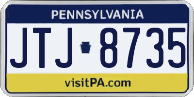 PA license plate JTJ8735