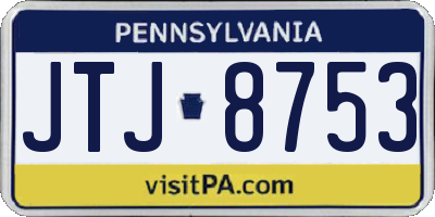 PA license plate JTJ8753