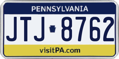 PA license plate JTJ8762