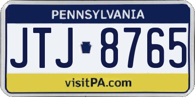 PA license plate JTJ8765