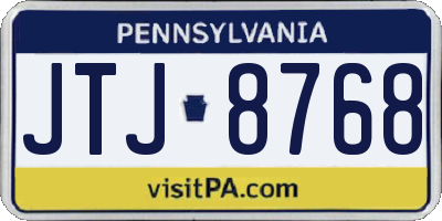 PA license plate JTJ8768